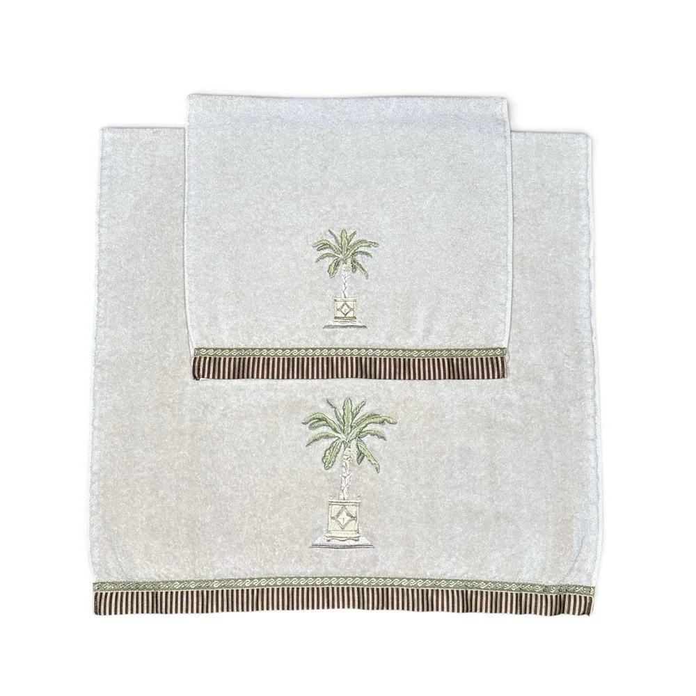 Avanti for Macys Bath Linens BANANA PALM 1 Bath Towel & 1 Hand Towel Made In USA
